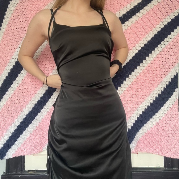 Jcpenney Black Silk open CrossBack Dress - Picture 1 of 4